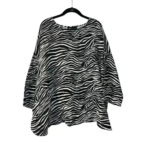 JNY New York Zebra Print Oversized‎ Tunic Top Animal Pattern Statement Piece A10 - Picture 1 of 6